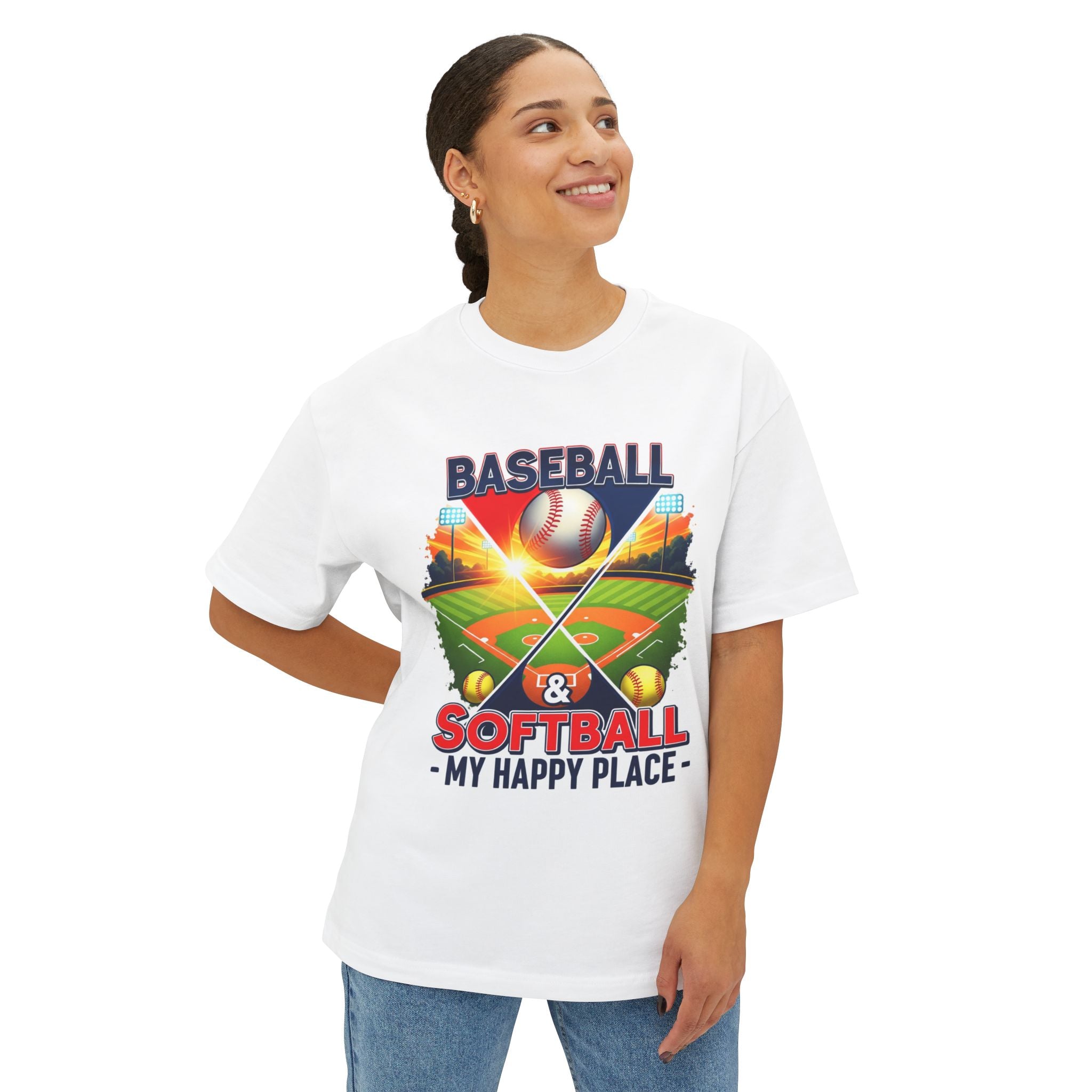 Baseball and Softball My Happy Place Unisex Shirt - Sports Mom & Dad Gift