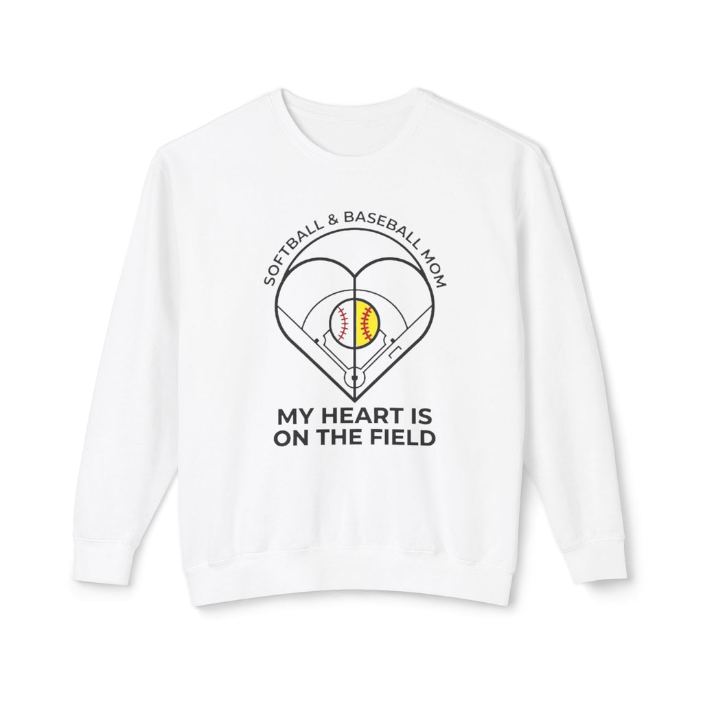 Softball & Baseball Mom Crewneck — “My Heart Is On The Field” Sweatshirt