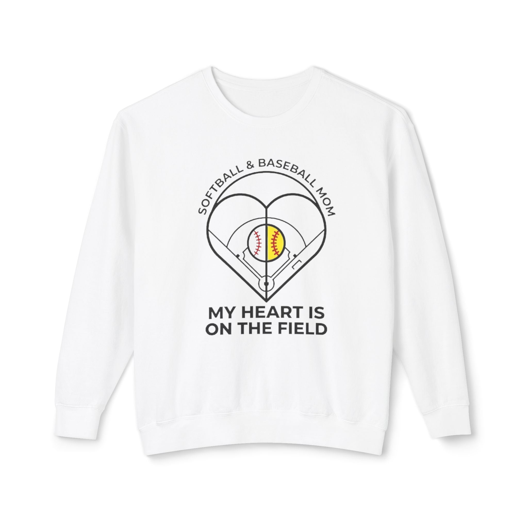 Softball & Baseball Mom Crewneck — “My Heart Is On The Field” Sweatshirt