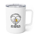 Softball and Baseball Heart on the Field 10oz Insulated Coffee Mug – Minimalist Travel Tumbler with Lid