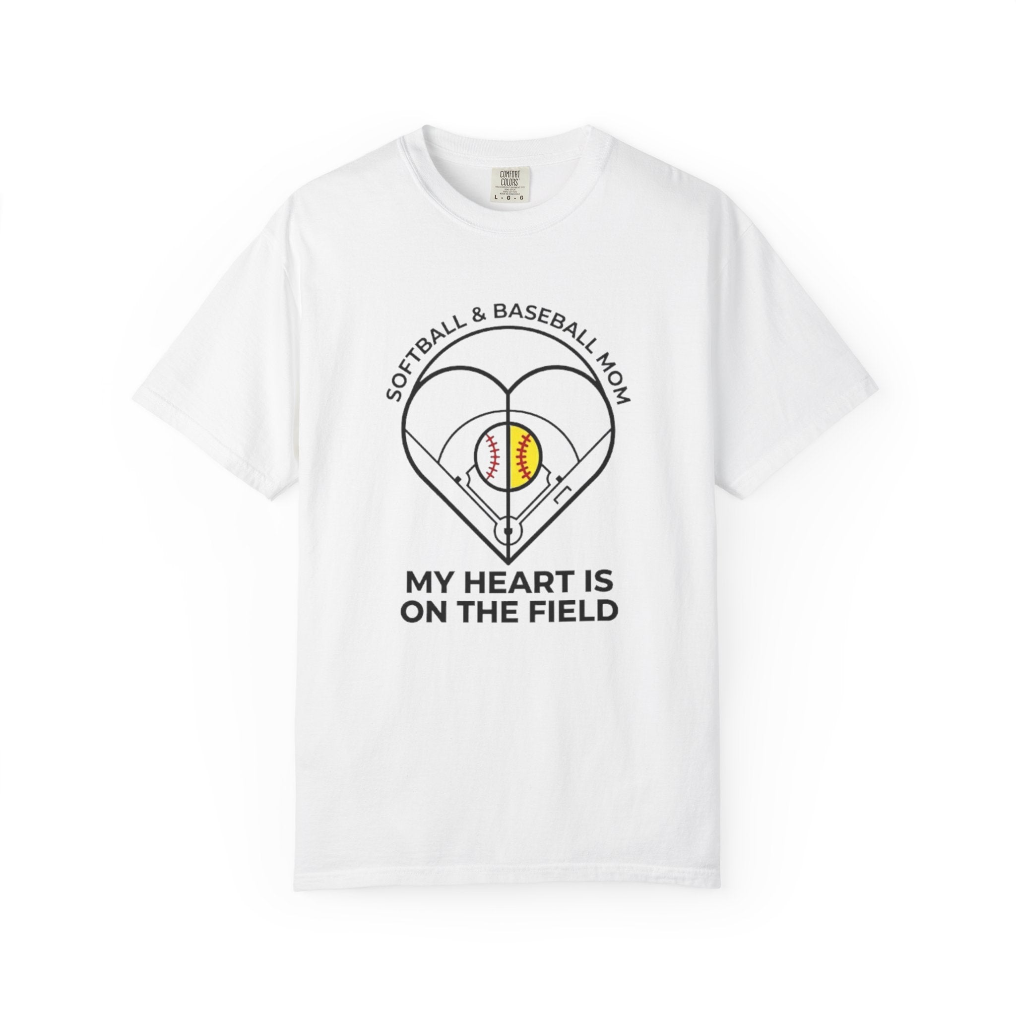 Softball & Baseball Mom T-Shirt – "My Heart Is On The Field"
